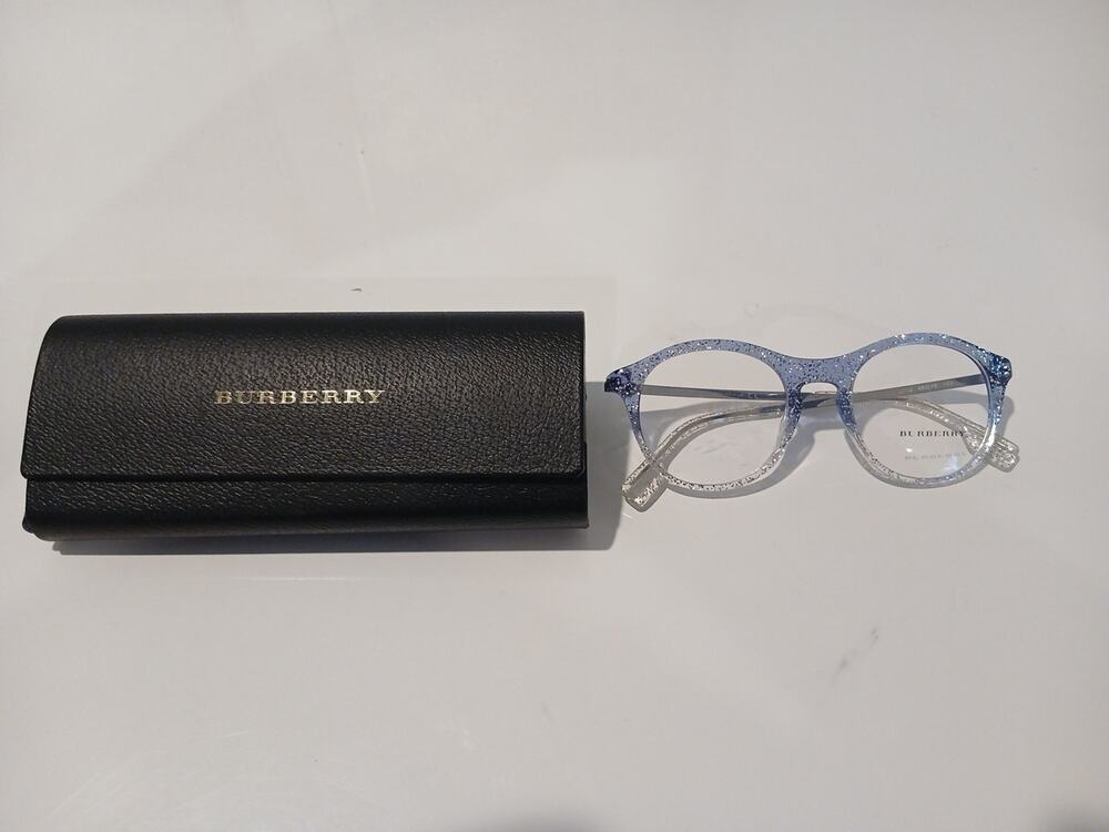 Burberry Designer Eyeglass Frames Blue Glitter with Demo Lens Small 48mm BE2287
